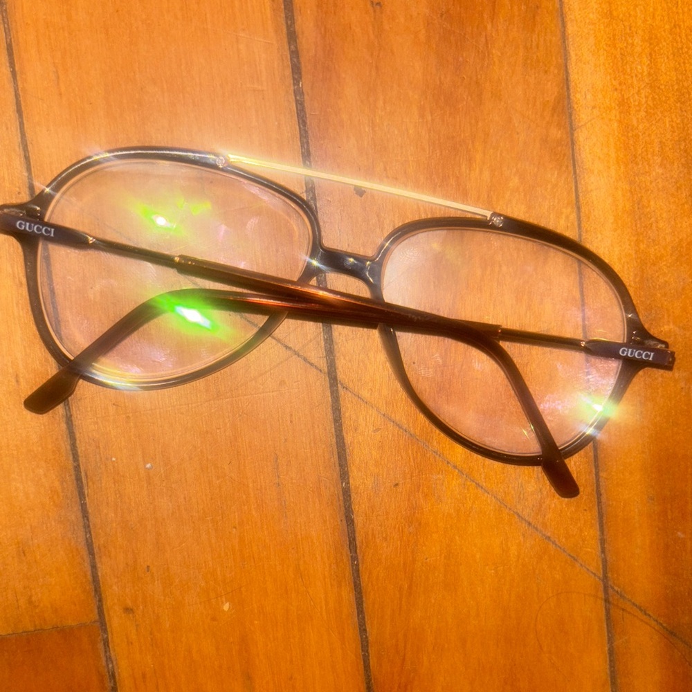 Gucci Black and Brown Aviator Eyewear